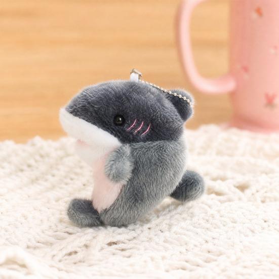 Chaveiro de Pelúcia de Tubarão Fofo, Pingente de Animal de Pelúcia Macio para Bolsa Mochila, Pingente de Chaveiro de Criatura do Oceano Kawaii, Presente para Crianças Meninas