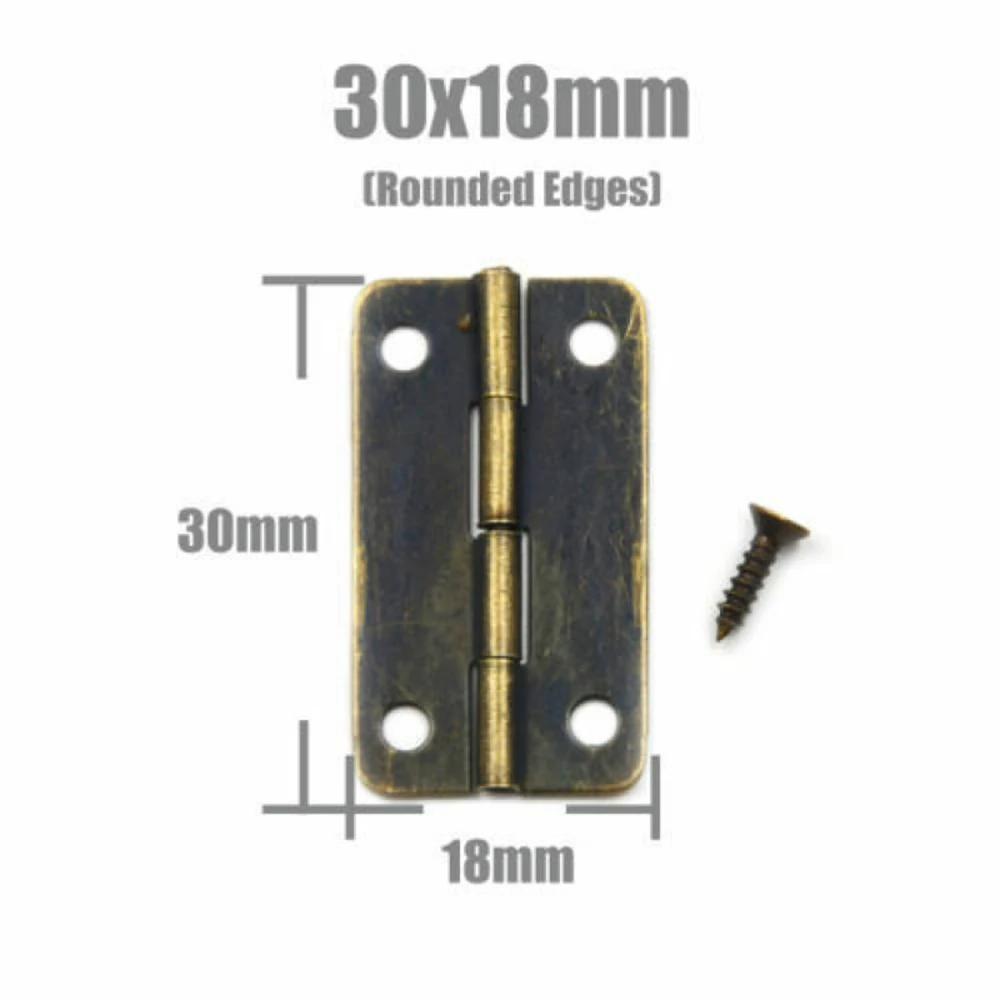 10-25pcs Mini Antique Brass Cabinet Hinges with Screws for Jewelry Gift Box Wooden Wine Chest Door Hardware