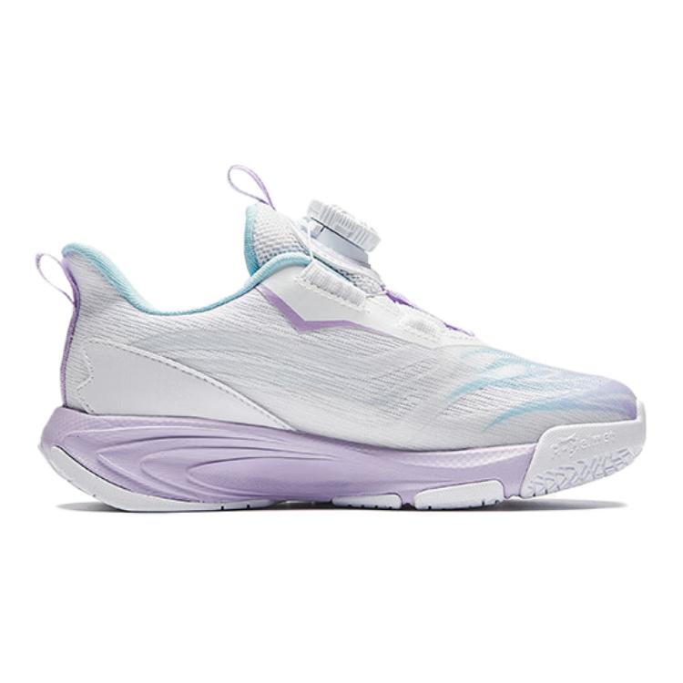 Anta Kids Fly Knight 7.0 Fabric Knob Comfortable Non-Slip Wear-Resistant Low-Top Running Shoes Kids sneaker White Purple 322439961-4