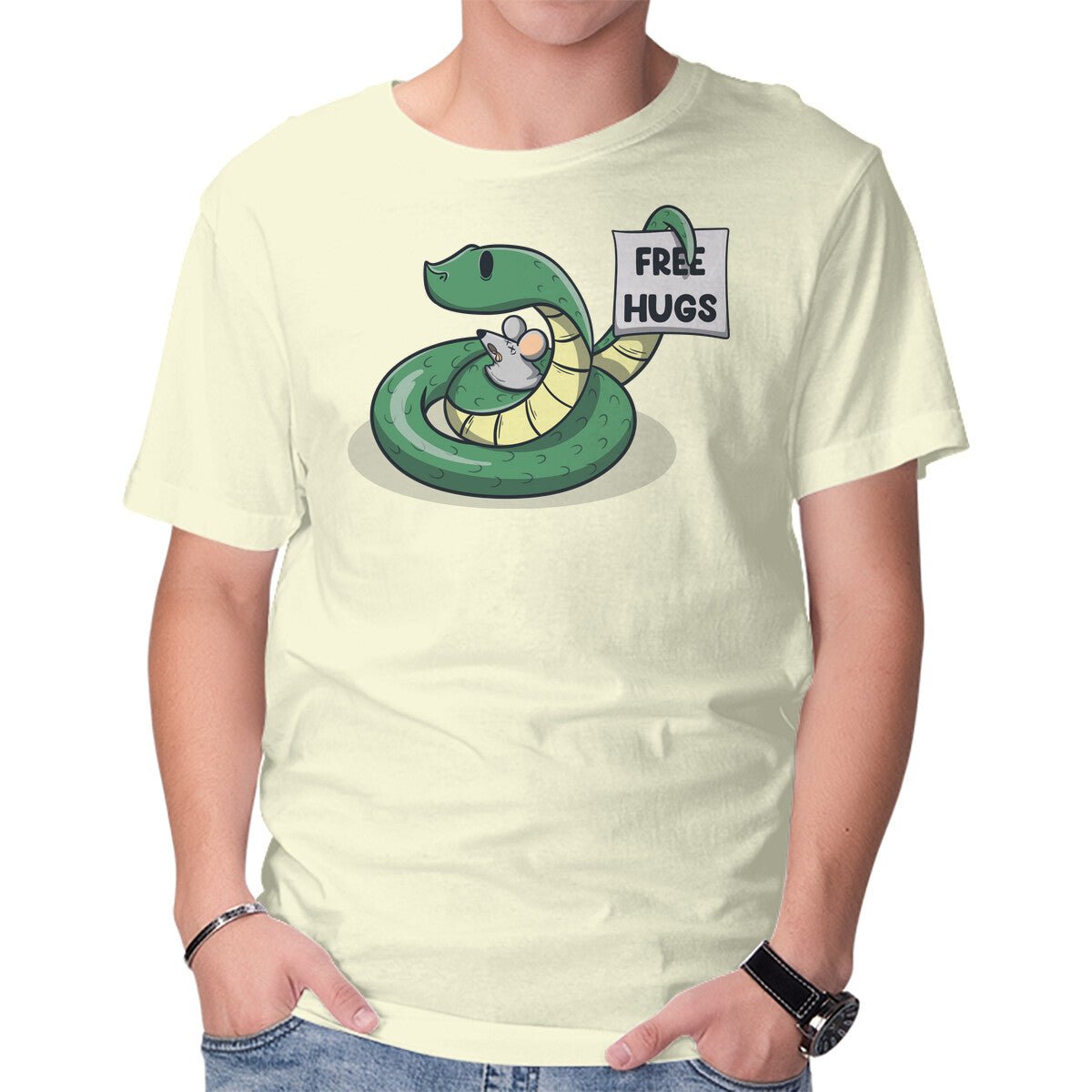Unisex Crew Neck T-Shirt Hugs Are Free Graphic Short Sleeve Casual Tee XS