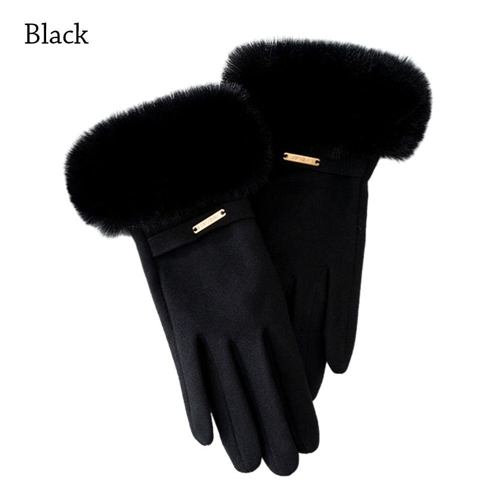 Faux Fur Touch Screen Gloves Velvet Ski Gloves Graceful Driving Mittens  Women