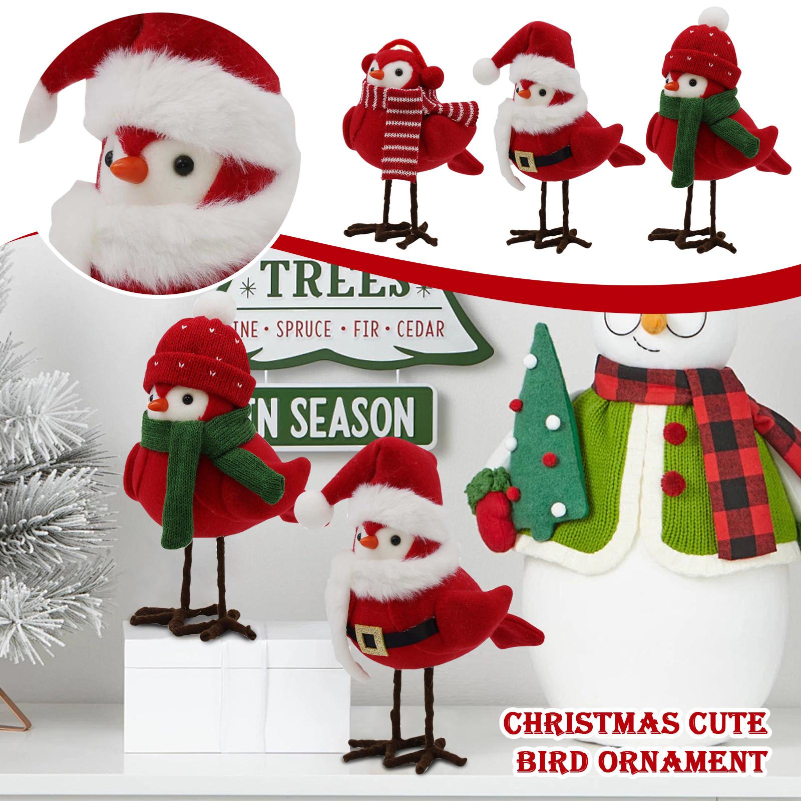 

Рождественские украшения для дома Милые рождественские красные статуэтки-птицы Зимняя птица One Size