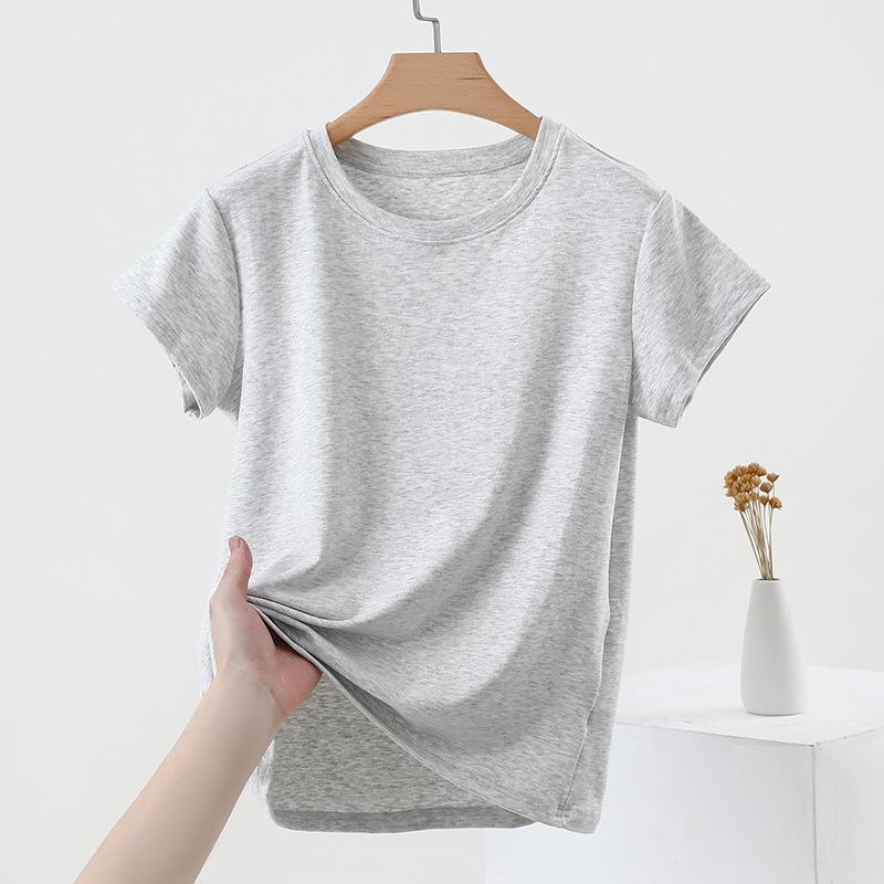 2025 Women's Slim-Fit Short-Sleeve Summer T-Shirt with Straight Shoulders and Round Neck