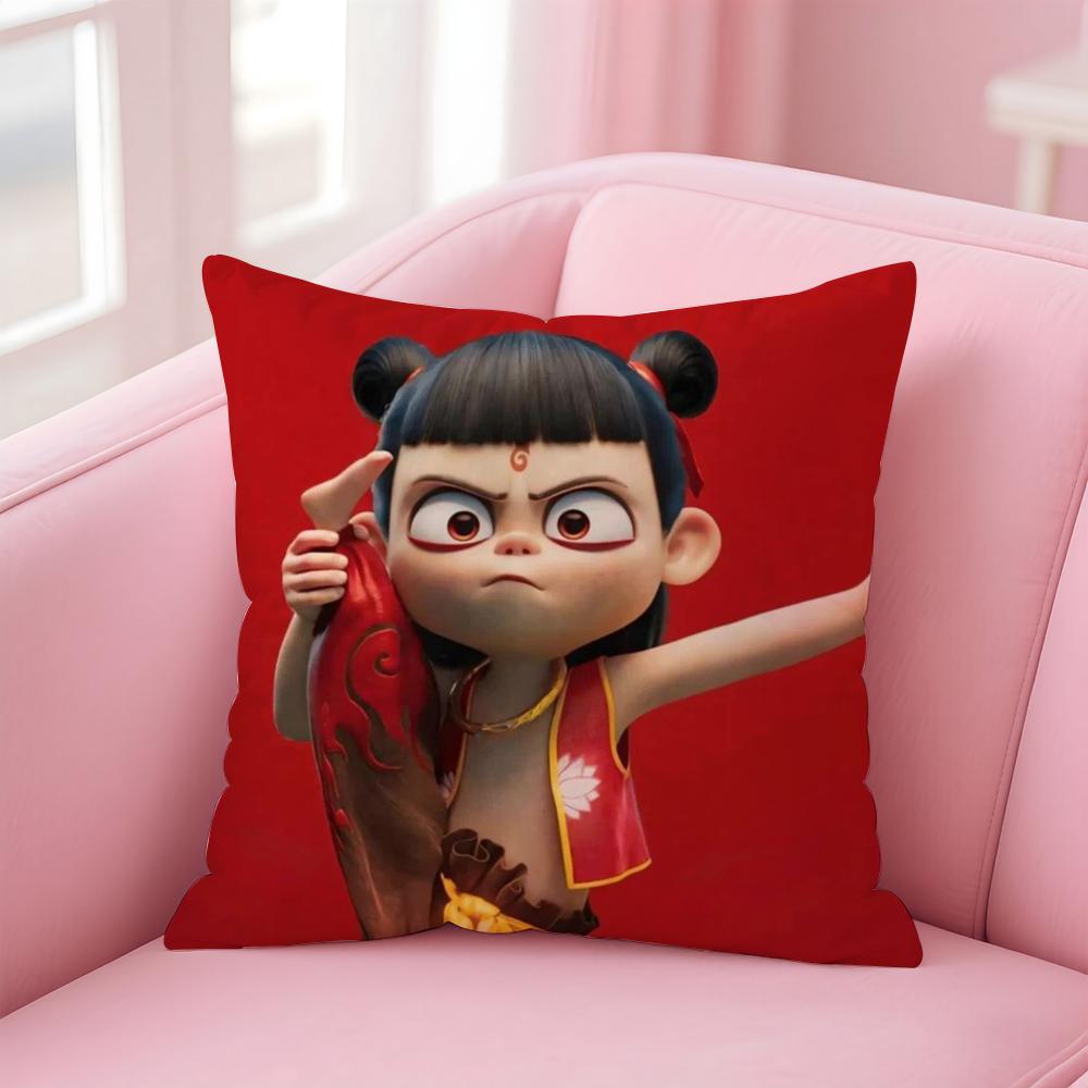 Animated Movie Nezha Cushion Cover Comfortable Reversible Pillow Cover Ideal for Car Sofa Bedroom & Beyond