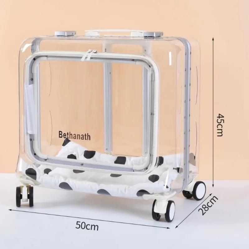 

Чемодан для домашних животных Кошачья сумка Большой прозрачный рюкзак Тележка для собак Переноска для щенков Аксессуары для путешествий на открытом воздухе Товары для кошек и домашних животных белый