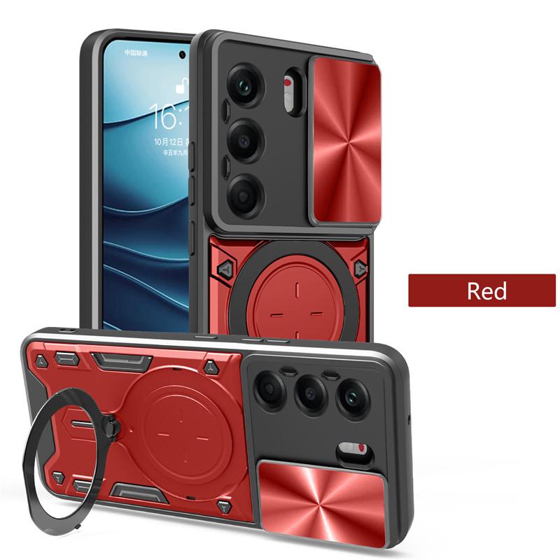 Pancerne Etui z Magnetycznym Pierścieniem-Podstawką Dla Tecno Camon 40 Pro 4G 5G Wstrząsoodporne Przesuwane Ochronne Etui na Telefon z Ochroną Aparatu dla Tecno Camon40