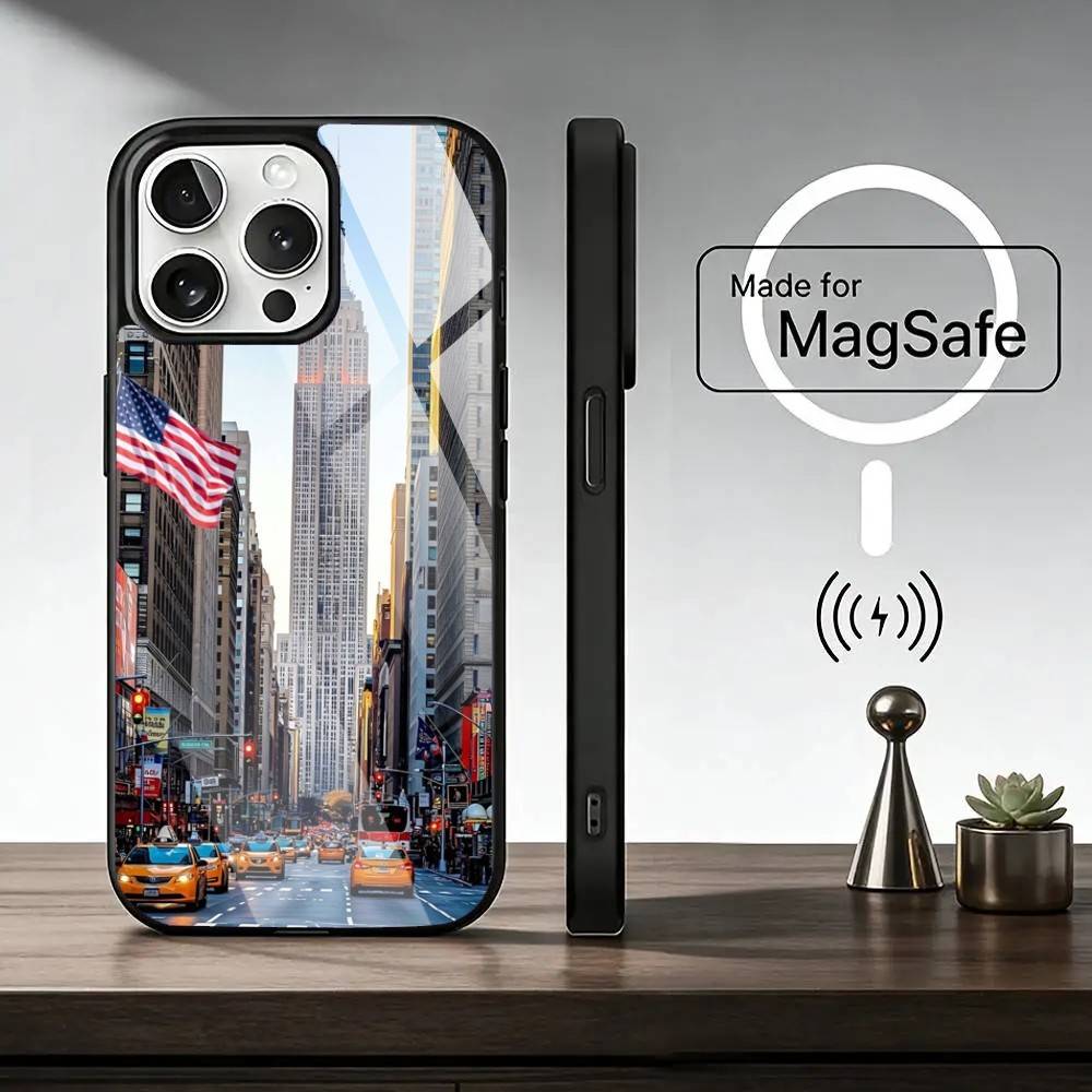 N-New York C-City   Phone Case For iPhone17,16,15,14,13,12,11 Plus,Pro Magnetic For Magsafe Wireless Charging