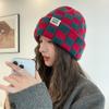 Chessboard Plaid Beanie Hat Keep Warm Knitted Cap Casual Pullover Hat  Streetwear