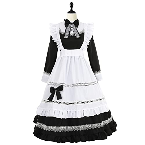 [NOKIJP] Maid Costume, Cosplay, British Style, Lace, Ribbon, Long Sleeves, Short Sleeves, British Style, Halloween, Formal, Maid Cafe, Coffee Shop, Co
