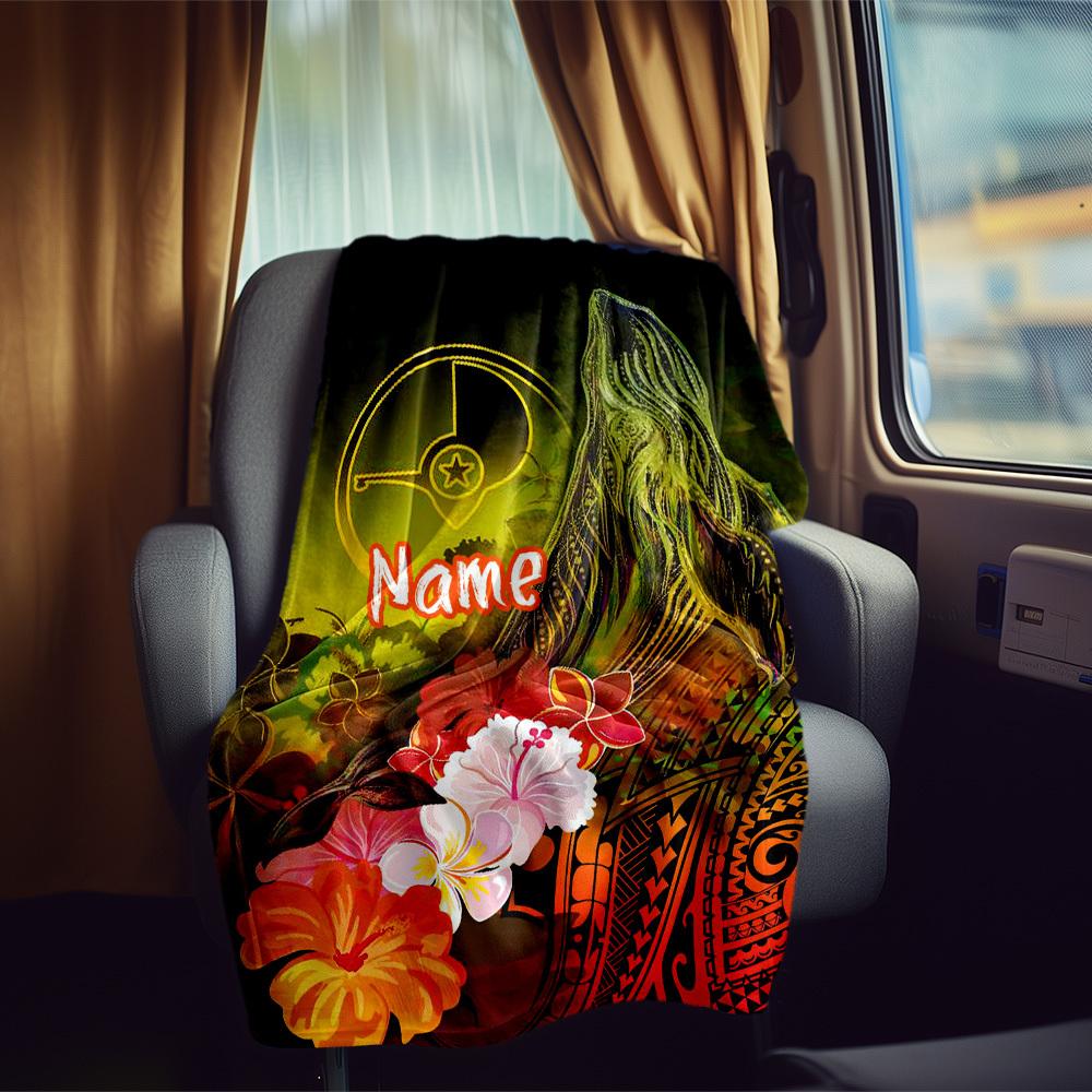 Hawaiian Style Customize Your Name Rv Blanket Comfortable Soft Lightweight All Season Multi Purpose Blanket For Travel Camping Picnics Sofas Rvs Beds