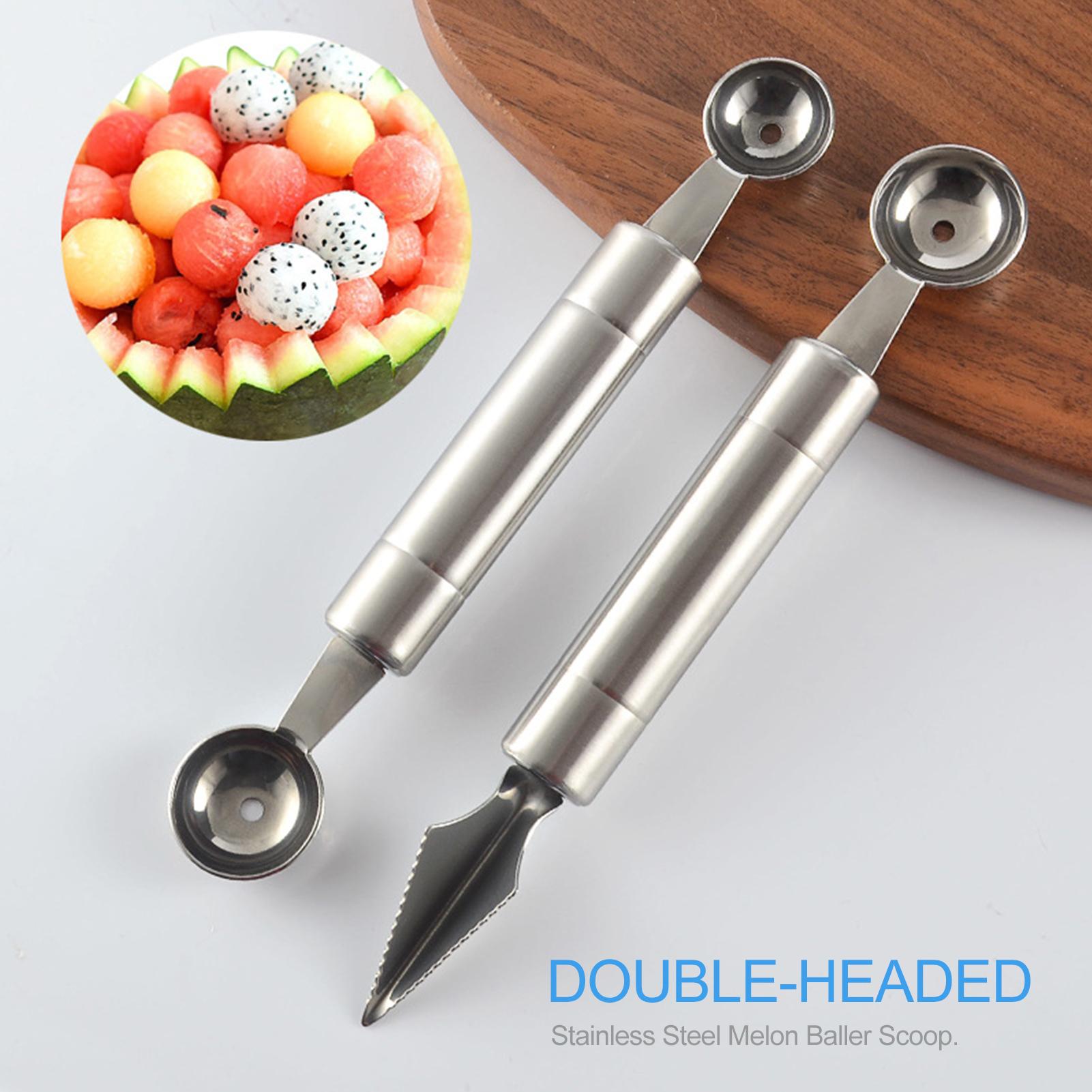 

Melon Baller Scoop Stainless Steel Fruit Decoration Carving Knife Ice Cream Sorbet Dessert Dual Function Ball Spoon DIY Type 2