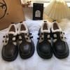 Coarse Heel Plush Inner Single Shoes Winter New Warm Small Leather Shoes's British Style Platform Plush Loafers