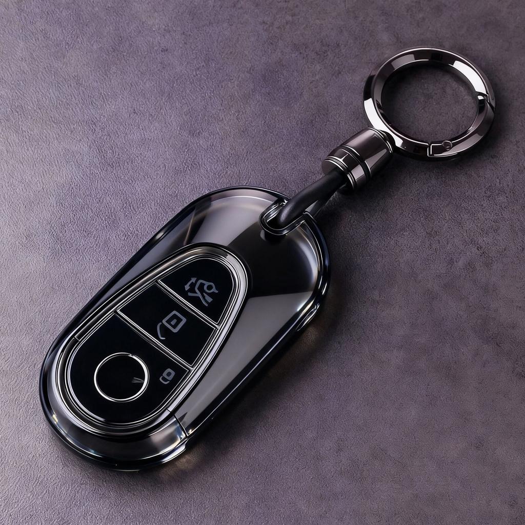 Soft TPU Car Key Case For Mercedes-Benz C S GLC EQE EQS Class W223 X254 V297 V295 W206 S206 X206 Transparent Key Holder