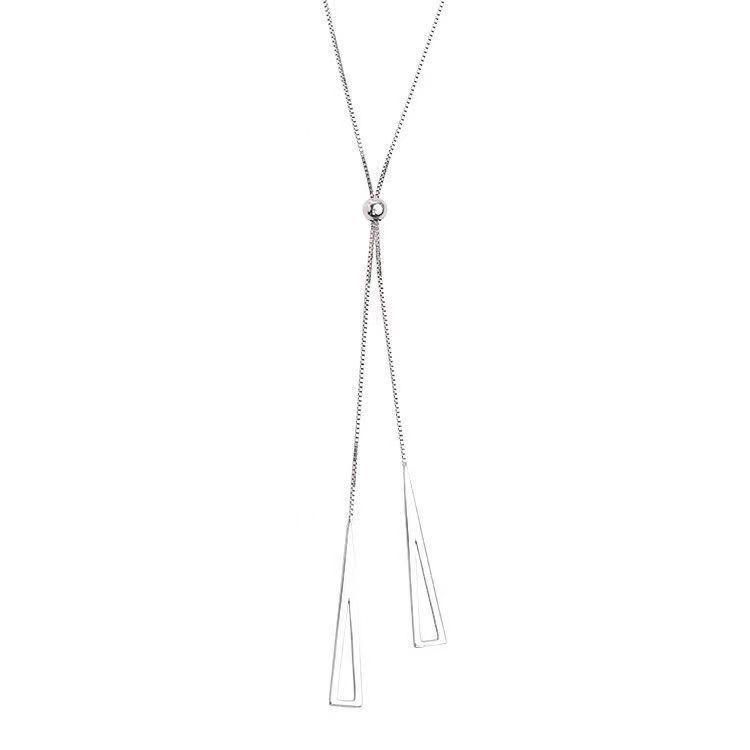 Geometric Wheat Ear Tassel Sweater Necklace: Minimalist Design for Women's Cold Style Elegance.