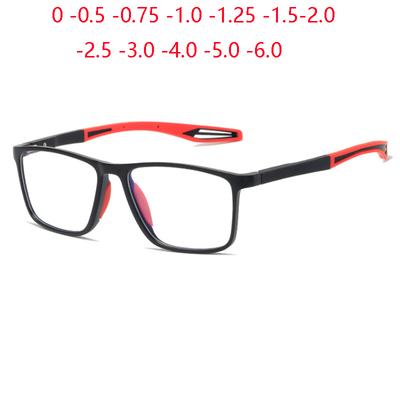 Big Frame Anti Blue Rays Square Myopia Glasses Women Sport  Student Shortsighted Prescription Glasses  0 -0.5 -0.75 To -6.0