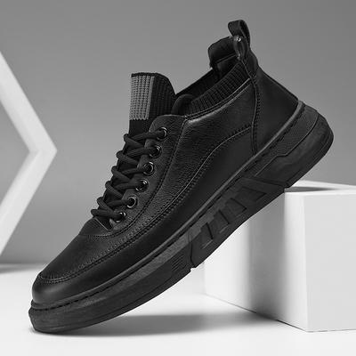 Mode Frühling Herbst Herren Schwarz Freizeitschuhe Trendig Vielseitig Atmungsaktiv Freizeit Board Schuhe Für Herren Slipper Mann Leder Sneaker Hombre