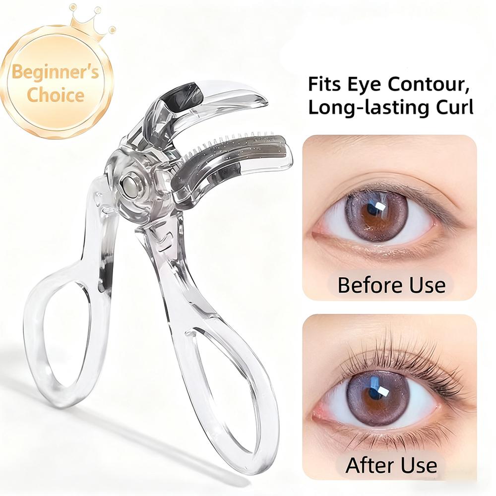 Dual-Type Eyelash Curler with Comb – Wide & Partial Clip Options, Waterproof, Long-Lasting, Natural Curl, Unisex Certified