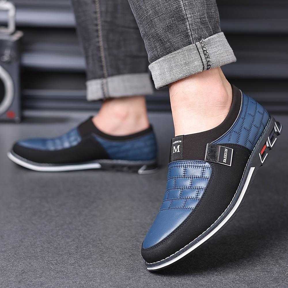 Plus Size Men's Vintage Color Block Slip on Loafers Comfortable Anti-Slip Rubber Sole Durable Walking Shoes