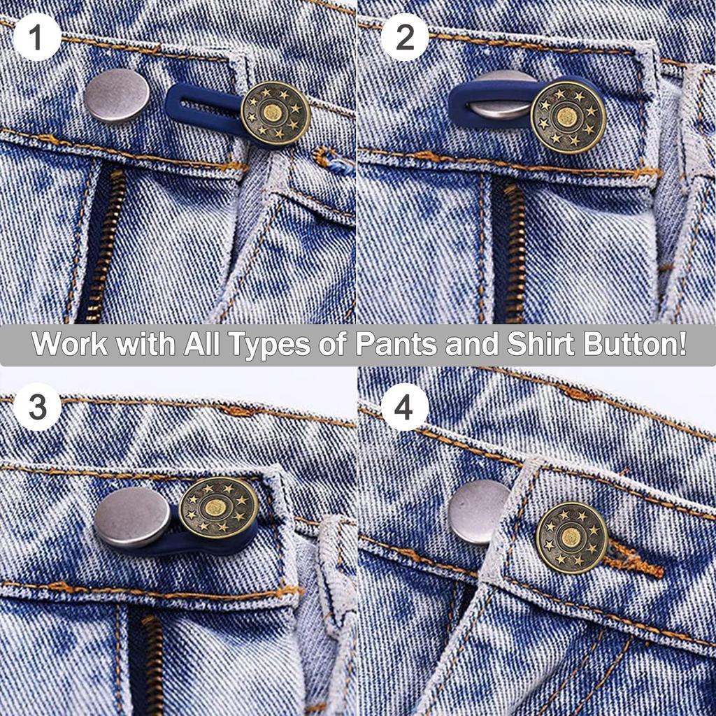 24 Pcs Extender Button Set, Flexible Adjustable Elastic Waist Extender Button, Invisible Collar Neck Extenders, No-Sew Extend Buttons for Women and