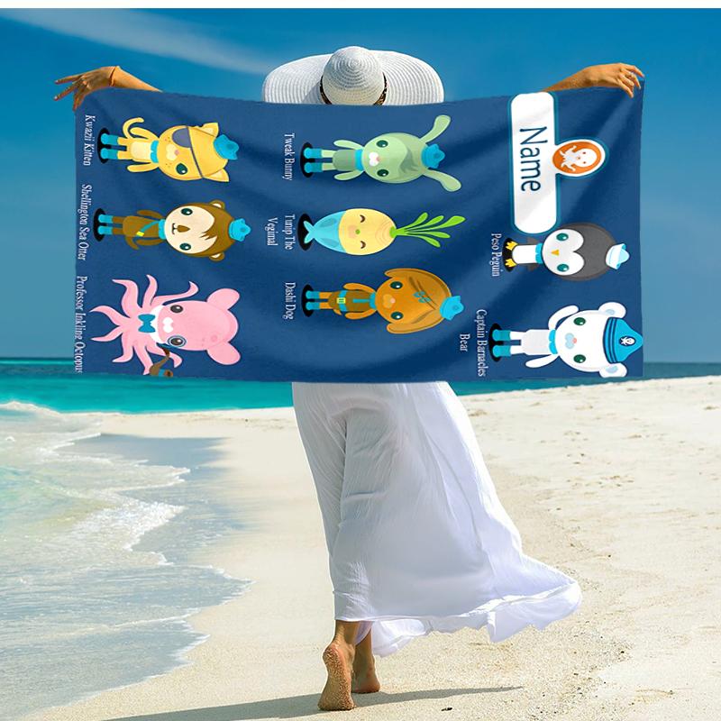 Personalized customized proof beach towel with Octonauts pattern - soft, absorbent,quick-drying,perfect swimming,camping&bathing