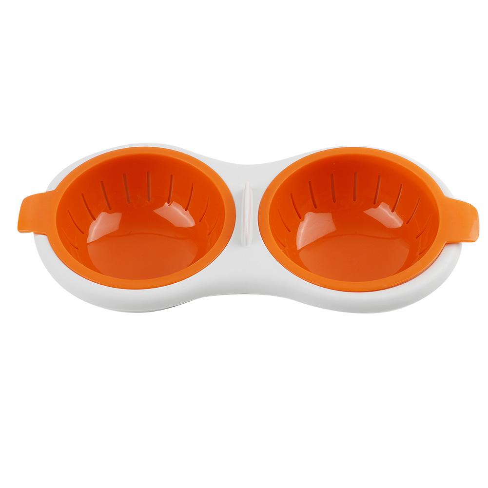 Doppelschicht Mini Eierdämpfer Frühstück Eierpochierer Küche für Mikrowelle (Orange)
