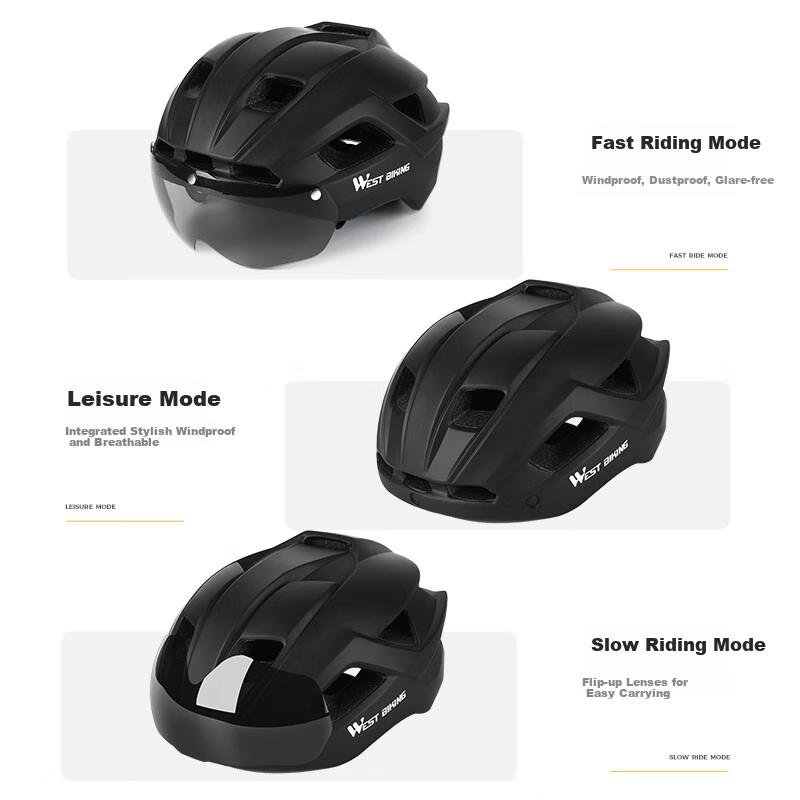 WestBiking Integrated One-Piece Bicycle Riding Helmet with Tail Light Safety Cap