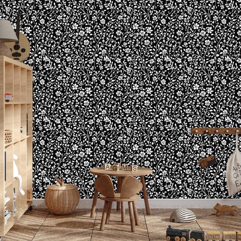 Wallpaper Black and white flowers graphite and gray, graphite background 50x1000