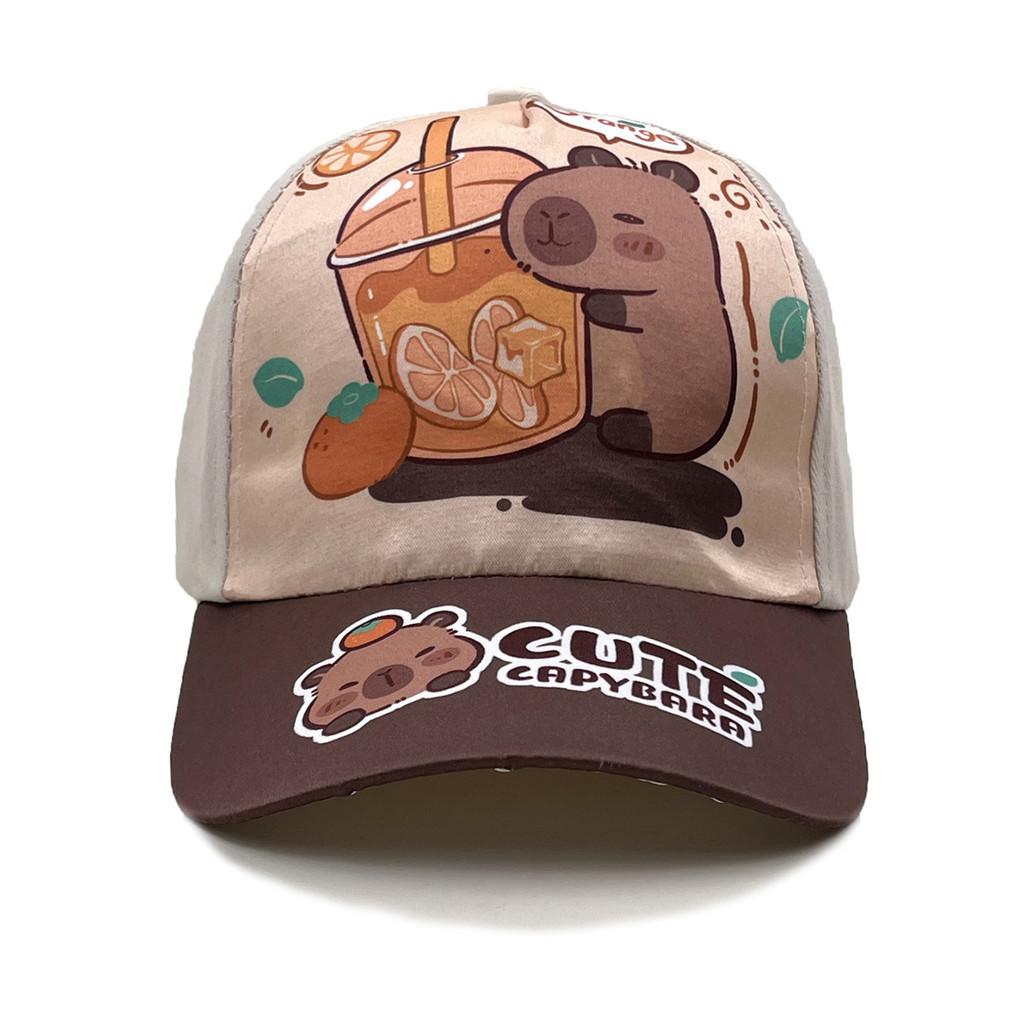 Czapka baseballowa dla dzieci z kapibarą z osłoną przeciwsłoneczną, oddychająca bawełna na zewnątrz