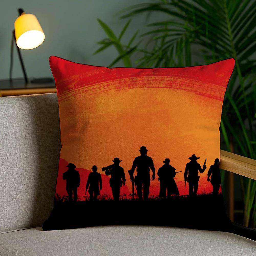 Famous Game Red Dead Redemption-Pop Pillow Case Anti-dustmite Pillowcase Invisible Zipper Silky Short Plush Sofa Cushion Cover