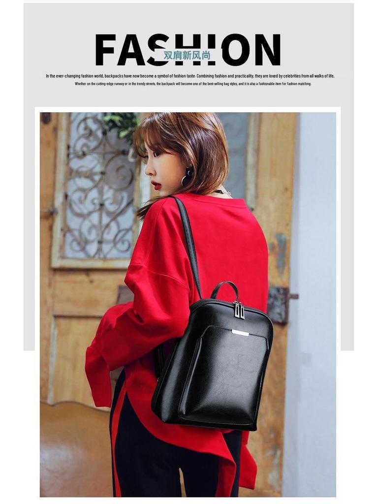 Stilvoller Damen College Rucksack & Umhängetasche in Unifarben - PU-Leder Casual Mode für Reisen & Studenten