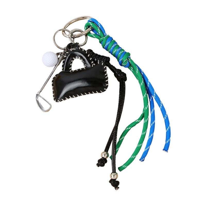 

Cute Bag Charm Pendant Keyring Ball Racket Braided Rope Keychain Bag Charm for Backpack Purse Handbag Decoration чорний