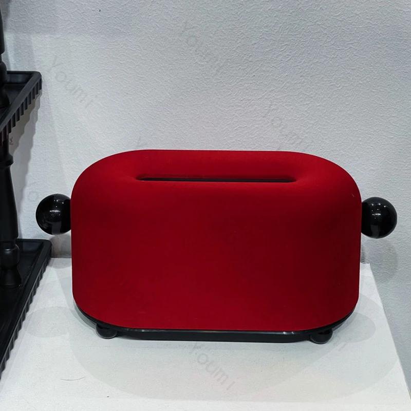 Retro Olive Green Tissue Box Holder Creative Desktop Decor Velvet Napkin Storage Box Living Room Decoration Tissue Boxes