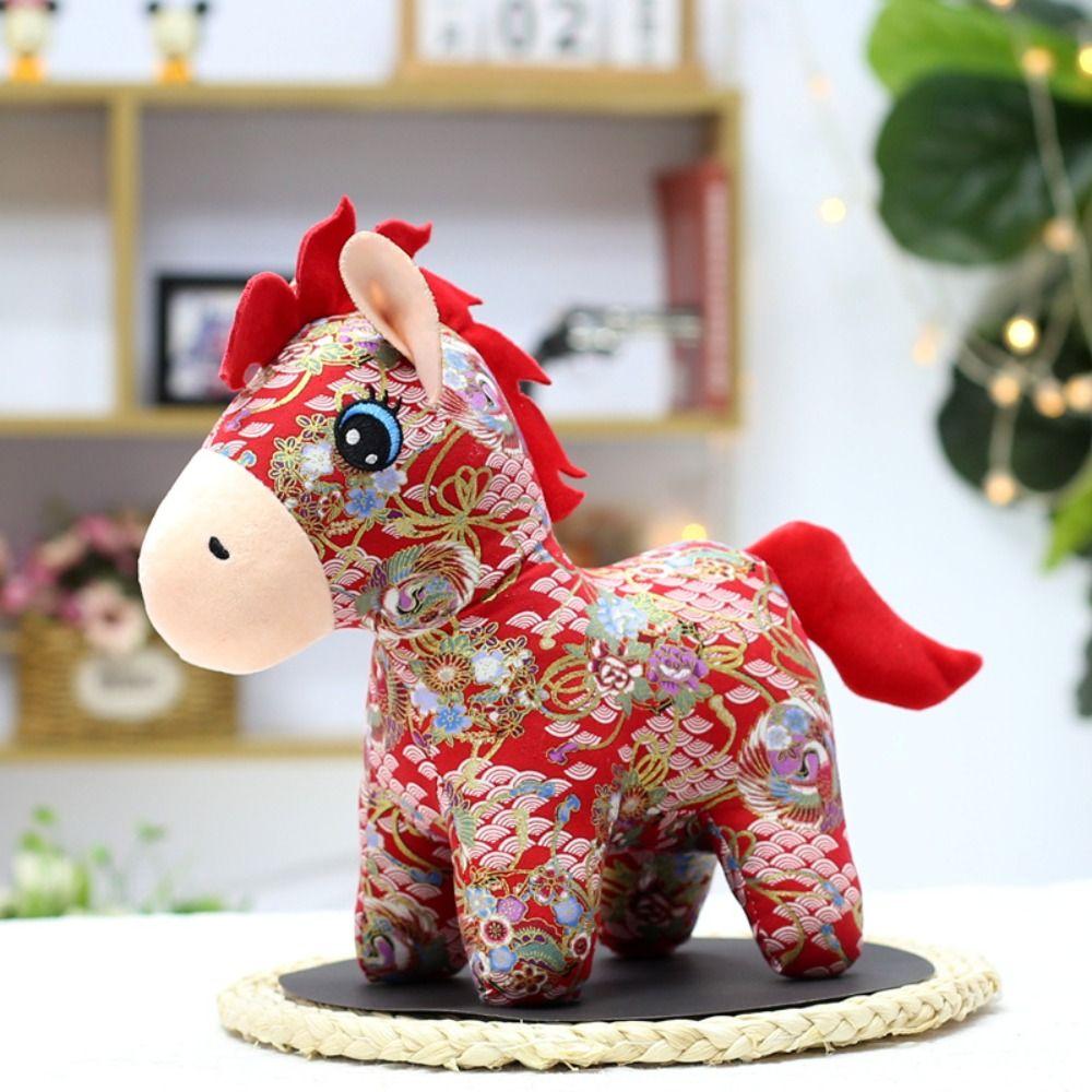 Lucky Chinese Zodiac Horse Cartoon New Year Mascot Traditional Horse Stuffed Pendant  Friends Gift