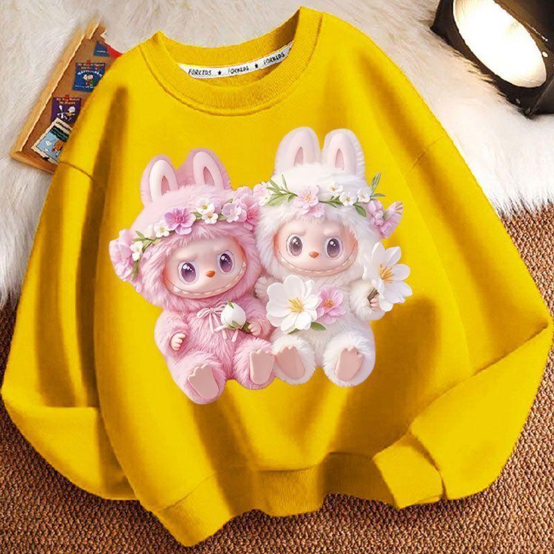 Spring and Autumn Boys' and Girls'  Fashionable Round-neck Hoodie, Children's Long-sleeved Loose Hoodie Jacket