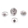 Bohemian Retro Gemstone Ring Exaggerated Hollow Totem Four-Piece Ring