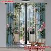 Pink Floral Vine Curtains Digital Printing Delicate Blossoms Green Leaves Fabric Bedroom Living Room Decor Light Filtering Set Of 2 Made Polyester