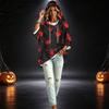 Women's Halloween Printed Hoodie 3/4 Sleeve Pullover Casual Tunic for Party
