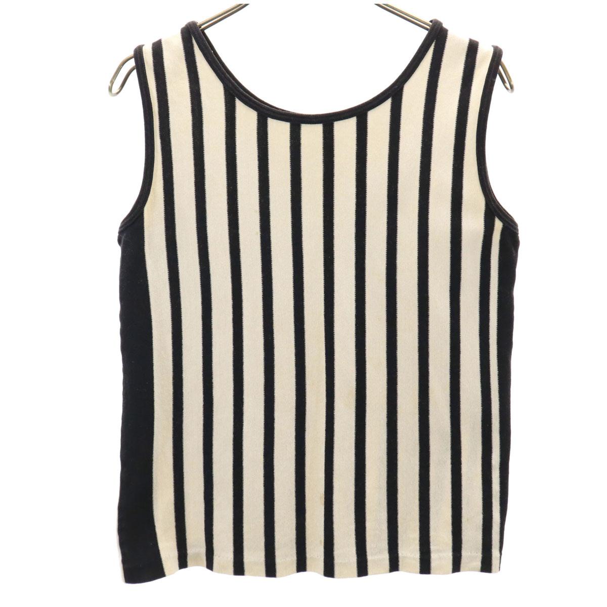 

и.с. ISSEY MIYAKE 90-е годы Сделано в Японии Старый полосатый узор Вязаный топ без рукавов 9 Женский Б/у
