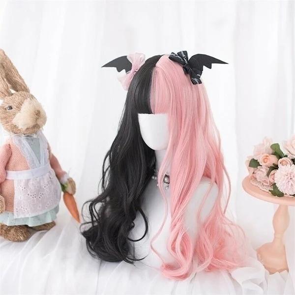 Super Cool Mixed Color Long Straight Hair for Women Sexy Fashionable Heat-resistant Wig Girls Cute and Niche Cosplay Wig Props
