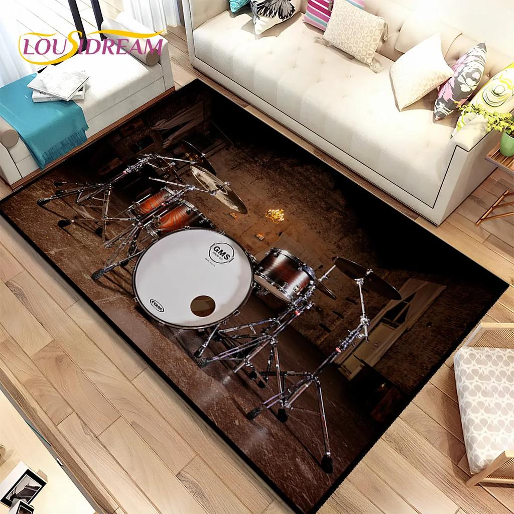 Drum Kit Music Drum Set Instruments Area Rug,Carpet Rug for Home Living Room Bedroom Sofa Doormat Decor,kids Non-slip Floor Mat