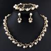 4 Pcs/set Fashion Retro Women's Zircon Set Rhinestone Artificial Zircon Wedding Party Bride Wedding Necklace Bracelet Earrings
