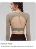 New nude feeling fitness with chest pad, running yoga backless top, integrated long-sleeved tight women's sports fitness clothes