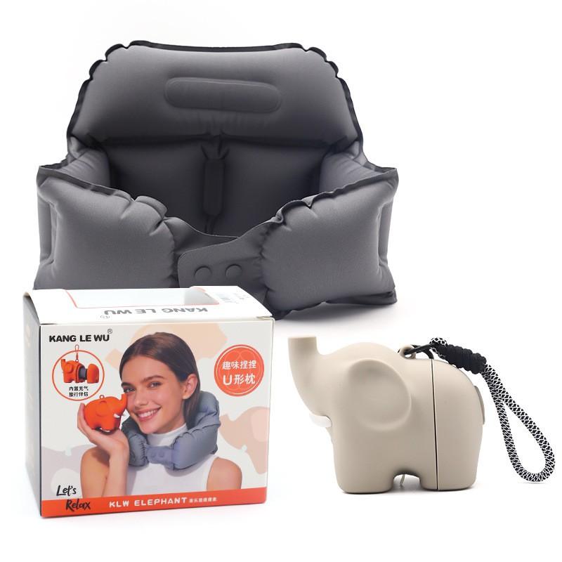 Inflatable Elephant U-Shaped Neck Pillow Travel Office Nap Portable Cartoon Cushion Support Comfort