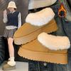 Women's Fur Mouth Large Size Thick Sole Winter Warm Fur Snow Boots Padded Lined Ankle Boots Anti-slip Hiking Sports Cotton Boots