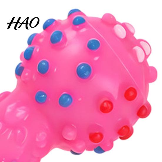 Oral Health Care Dog Toys Squeaky Dumbbell Toy, Vinyl Chew Spiky Teeth Safe Non-Toxic Cleaning Toy for Small Large Dogs Interactive Play Bright