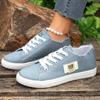 Women's Solid Color Canvas Shoes, Casual Lace Up Outdoor Shoes, Lightweight Low Top Sneakers