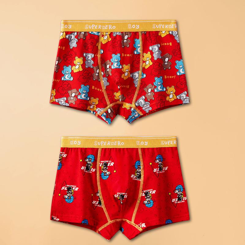 Year of the Horse Boys' Red Cotton Boxer Briefs - Medium & Large