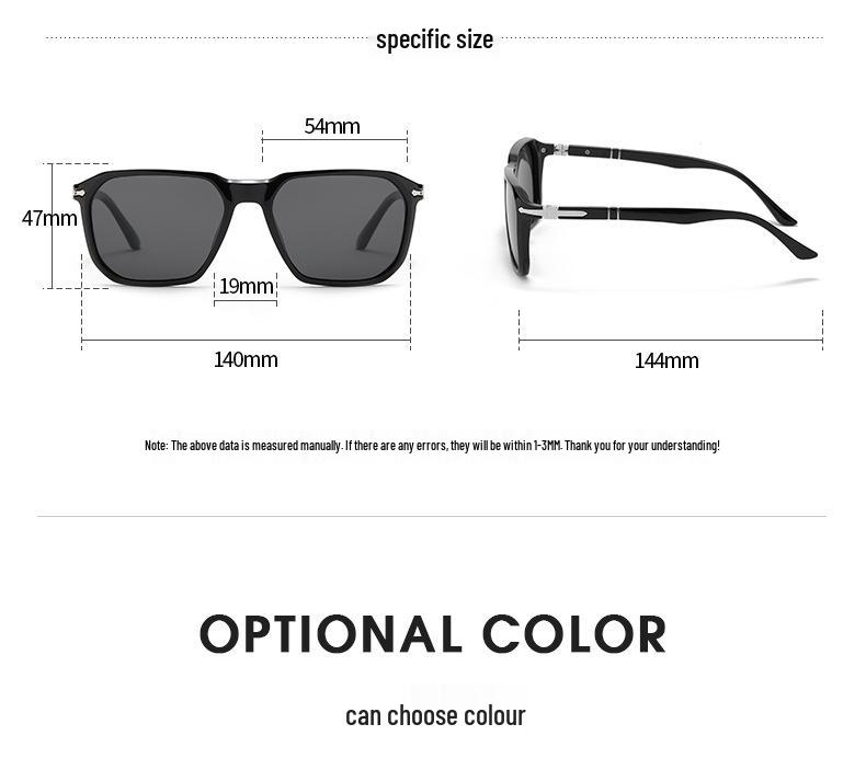2025 Square Frame Polarized Photochromic Sunglasses for Outdoor Driving and Fishing with Spring Temples