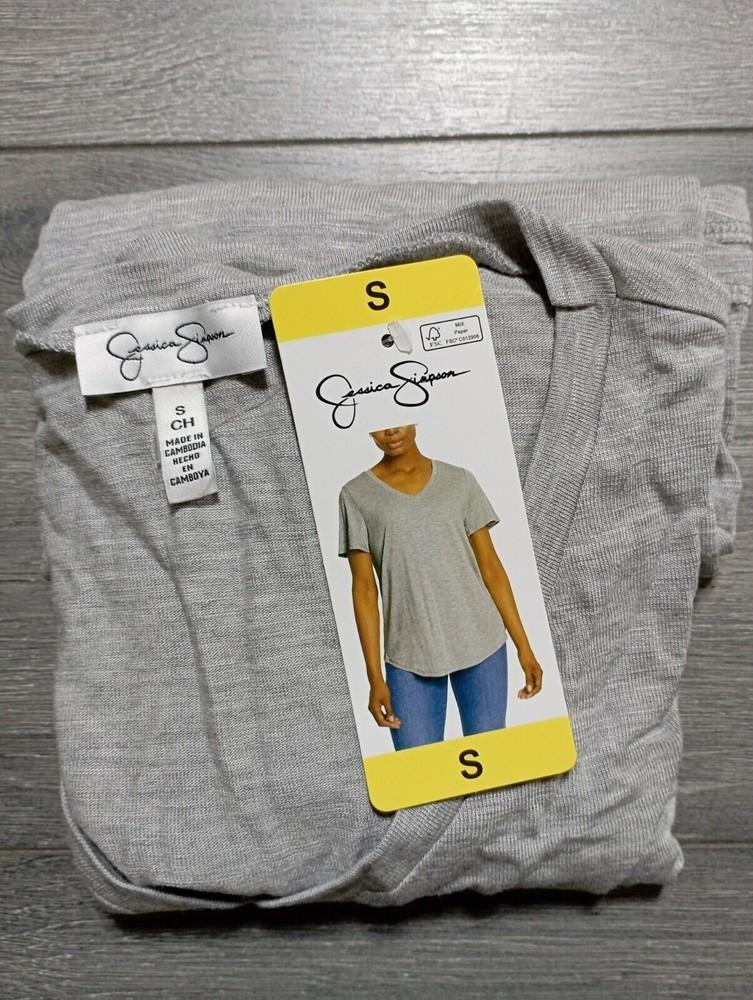 Jessica Simpson Shirt Adult Small Heather Gray V-Neck Short Sleeve Womens Unisex T-Shirt XXXL