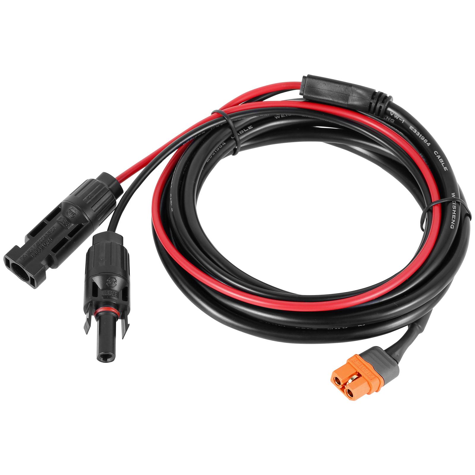 

Solar Panel Adapter to Female Plug 8FT Solar Connector Charge Extension Cable 12AWG Wire For Power Station Solar Generator чорний